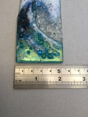 Small Hanger - Light Aqua Crashing Wave - Fused Glass By Claire Harris 