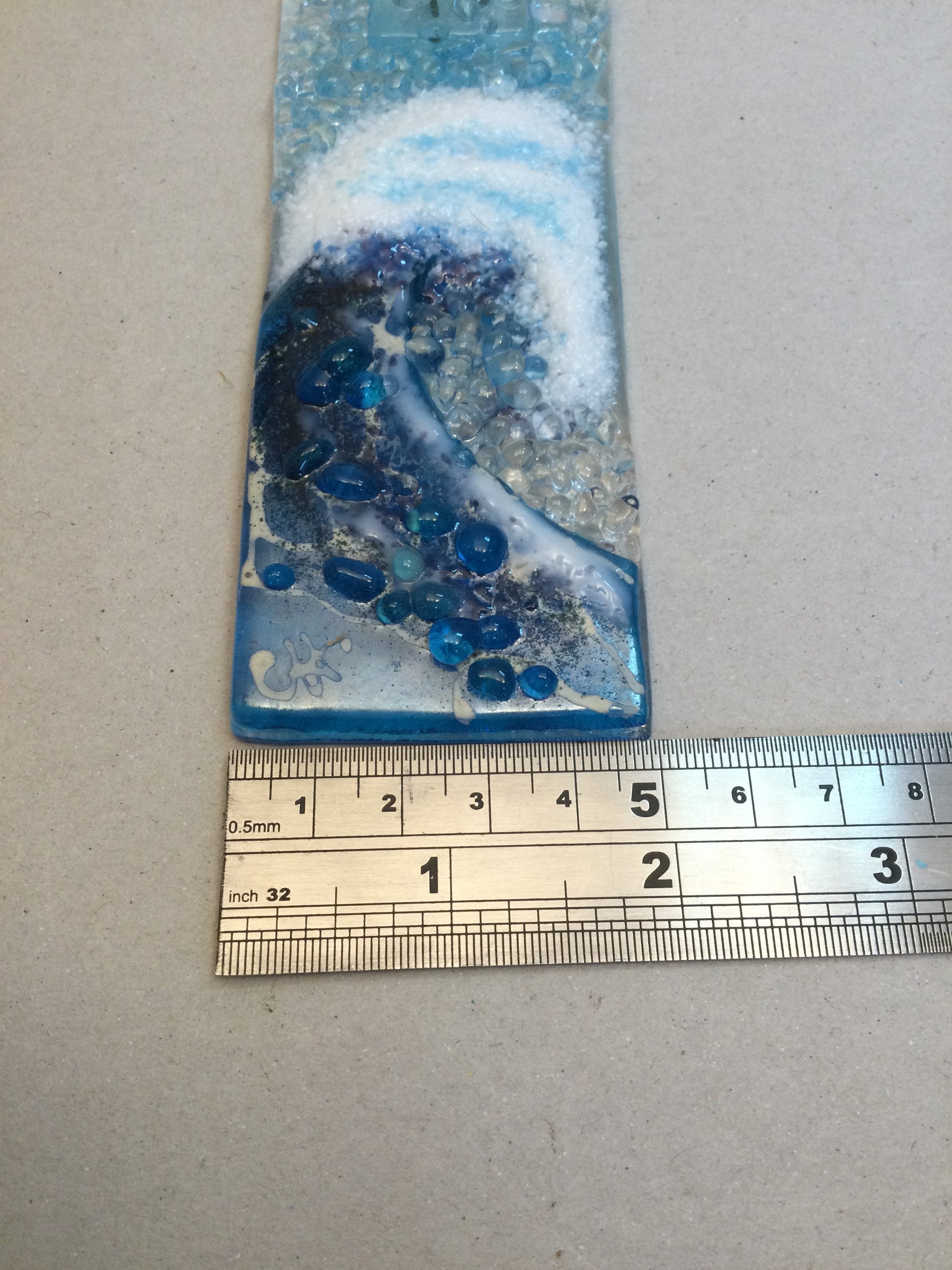 Small Hanger - Turquoise Crashing Wave - Fused Glass By Claire Harris 