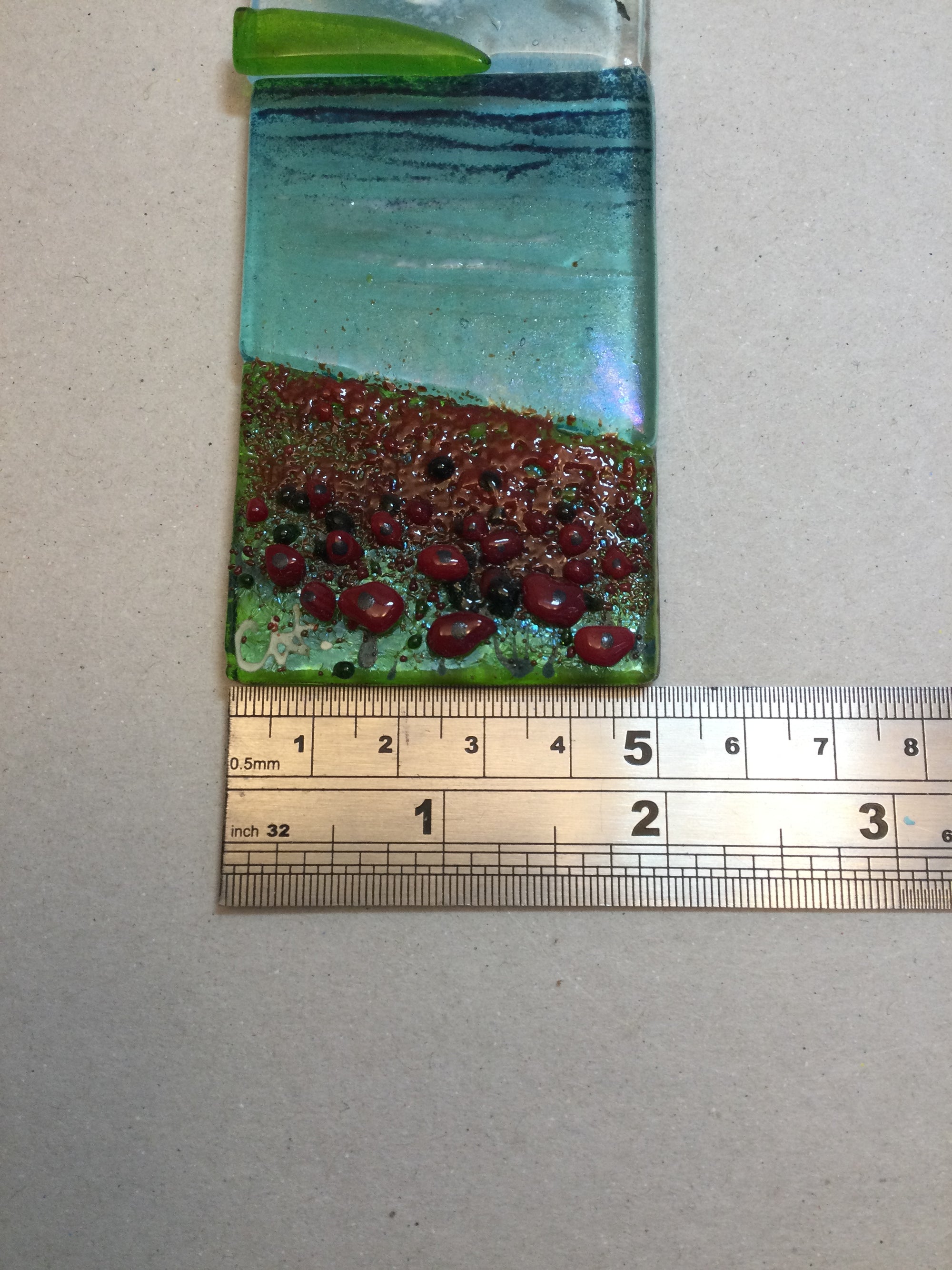 Small Hanger - Sea scene with poppies - Fused Glass By Claire Harris 